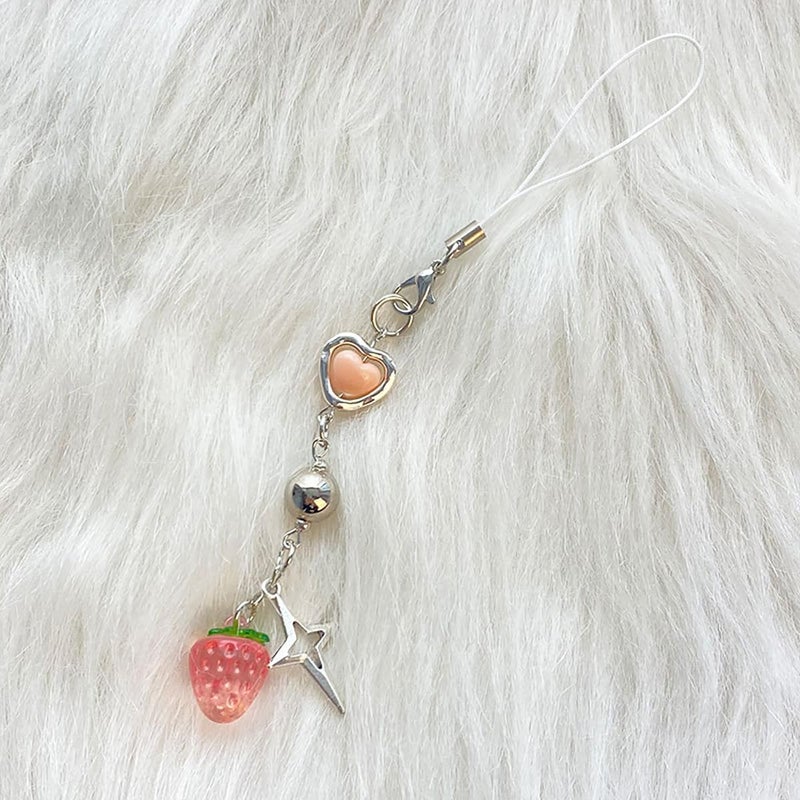 cioatu 1-4PCS Cute Phone Charms Aesthetic Y2K Cell Phone Charms Strap Pink Strawberry Butterfly Star PhoneCharm Y2K Accessories for Bag Keychain Airpods Camera Pendants Decor - Image 4